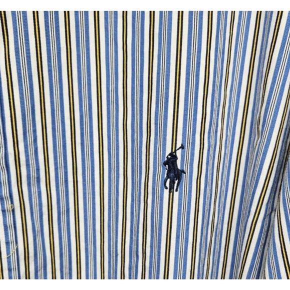 Men's XXL 2X Vintage RALPH LAUREN Custom Blue Pinstripe Button Down Dress Shirt - Picture 5 of 5